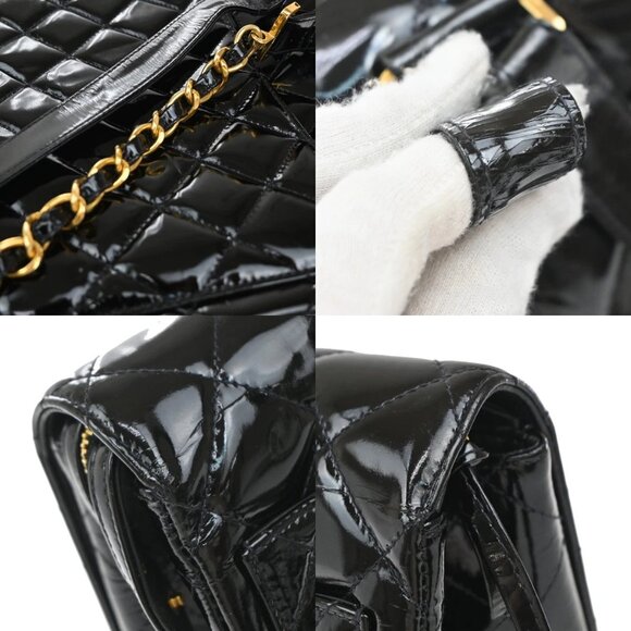 CHANEL CC Matelasse Chain Backpack Bag Patent Leather Black GHW Vintage 898RF602 - Picture 9 of 16